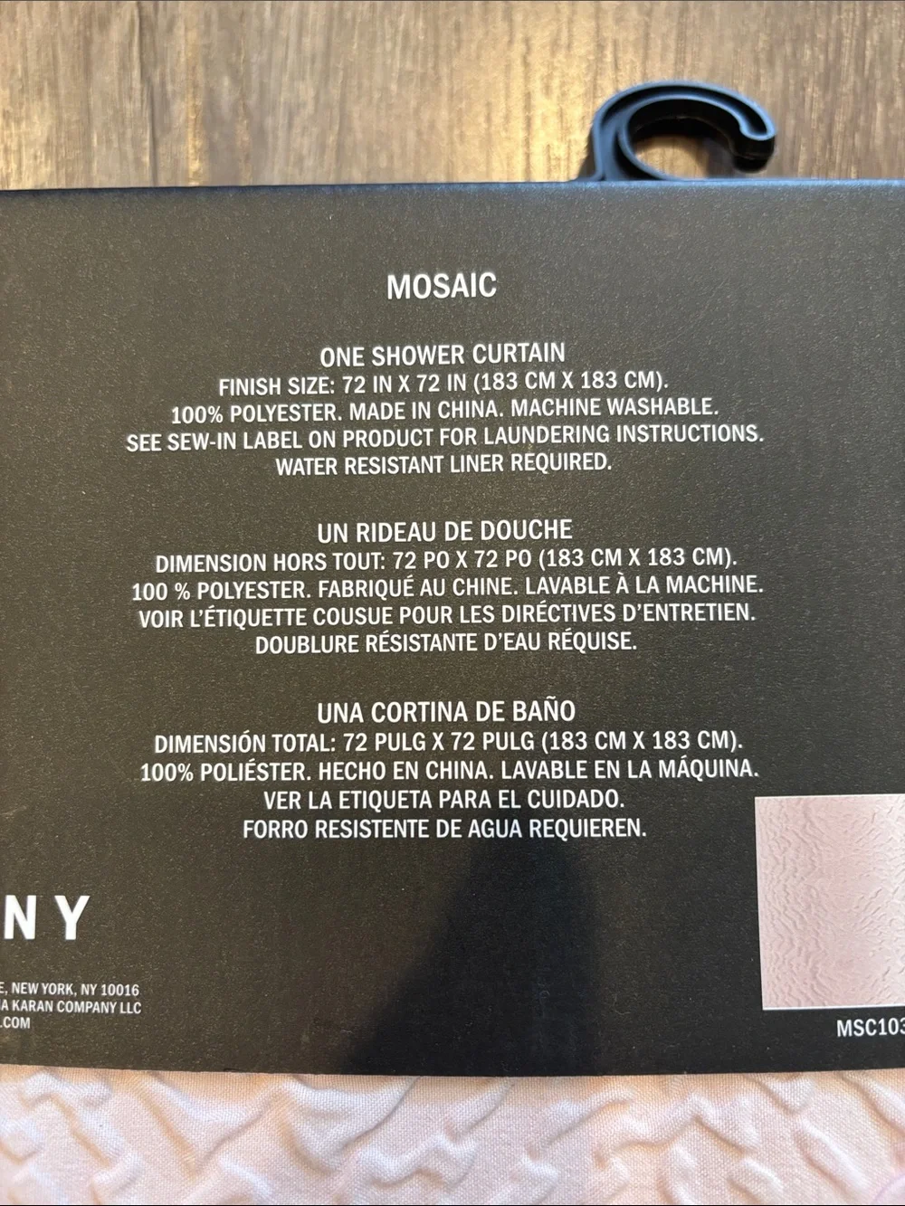 NWT DKNY Textured Mosaic Shower Curtain - Light Pink
